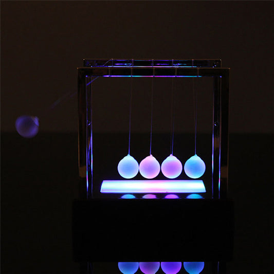 Newtons Cradle LED Light Up Kinetic Energy Home Office Science Toys Home Decor